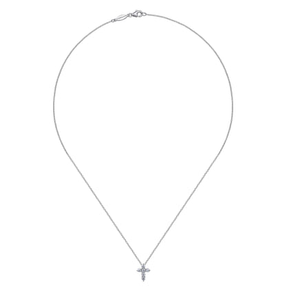 18 inch 14K White Gold Diamond Cross Pendant Necklace