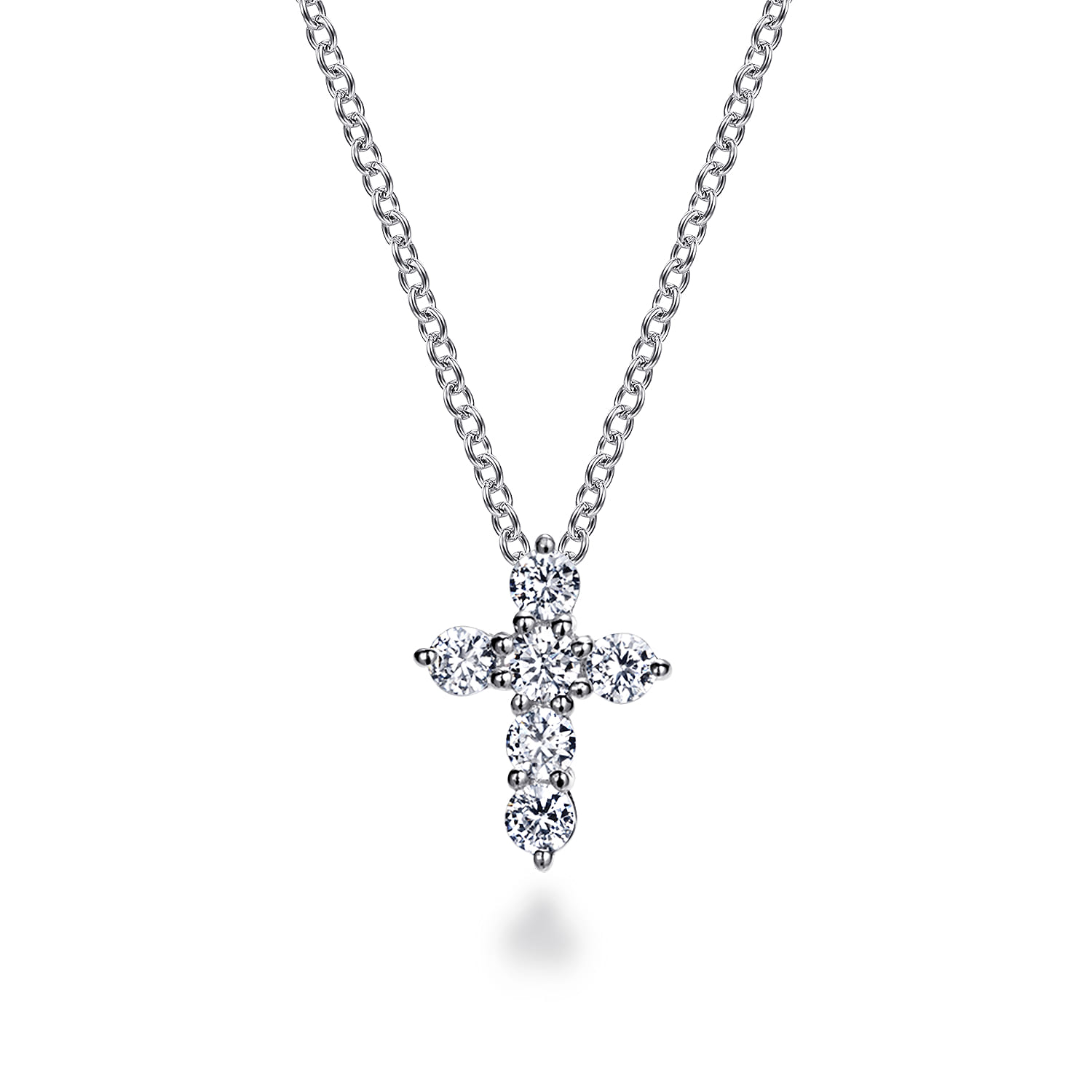 18 inch 14K White Gold Diamond Cross Pendant Necklace - 0.75 ct - Shot 1