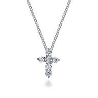 18 inch 14K White Gold Diamond Cross Pendant Necklace