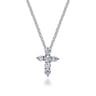 18 inch 14K White Gold Diamond Cross Pendant Necklace - 0.75 ct
