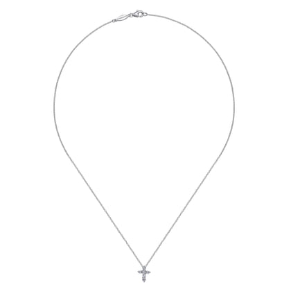 18 inch 14K White Gold Diamond Cross Pendant Necklace