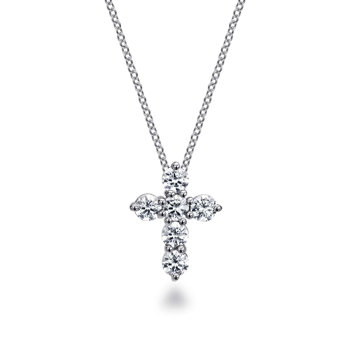 18 inch 14K White Gold Diamond Cross Pendant Necklace - 1.05 ct - Shot 1