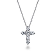 18 inch 14K White Gold Diamond Cross Pendant Necklace