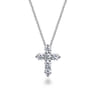 18 inch 14K White Gold Diamond Cross Pendant Necklace - 1.05 ct