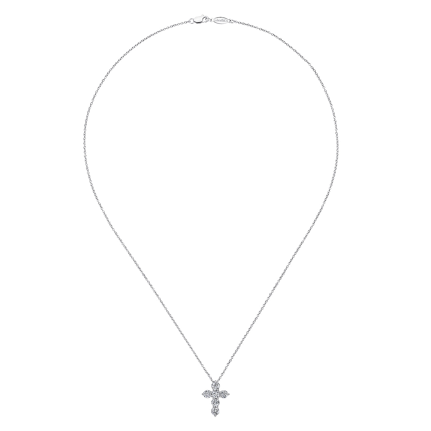 18 inch 14K White Gold Diamond Cross Pendant Necklace