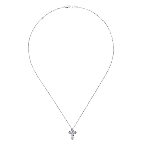 18 inch 14K White Gold Diamond Cross Pendant Necklace - 1.1 ct - Shot 2