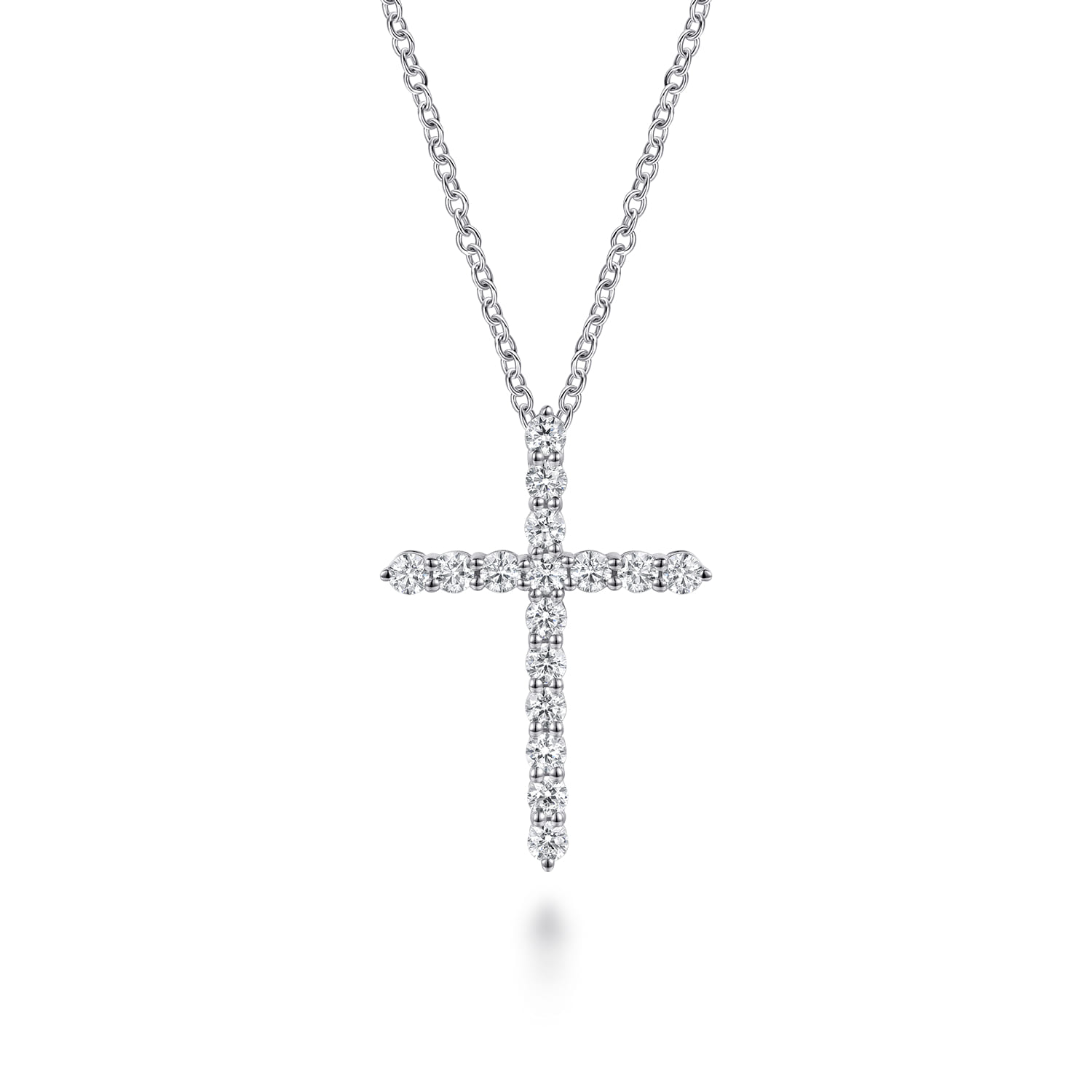 18 inch 14K White Gold Diamond Cross Pendant Necklace - 0.92 ct - Shot 1