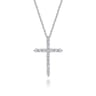 18 inch 14K White Gold Diamond Cross Pendant Necklace - 0.92 ct