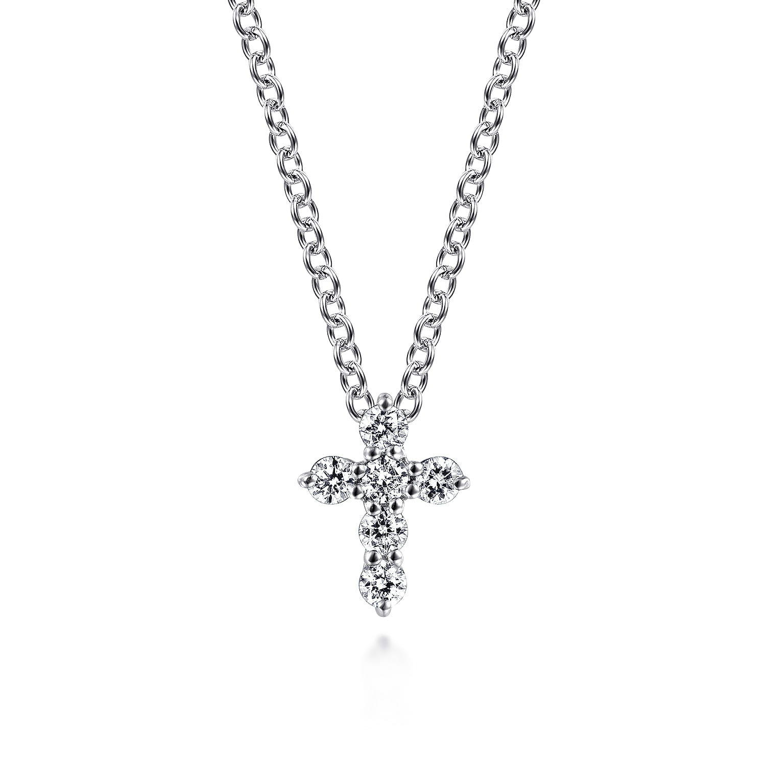 18 inch 14K White Gold Diamond Cross Pendant Necklace - 0.11 ct - Shot 1