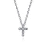 18 inch 14K White Gold Diamond Cross Pendant Necklace - 0.11 ct