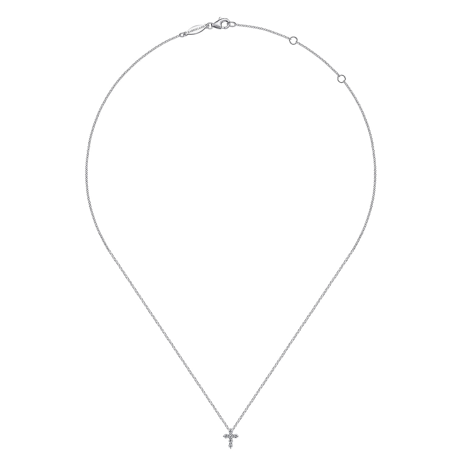 18 inch 14K White Gold Diamond Cross Pendant Necklace - 0.11 ct - Shot 2