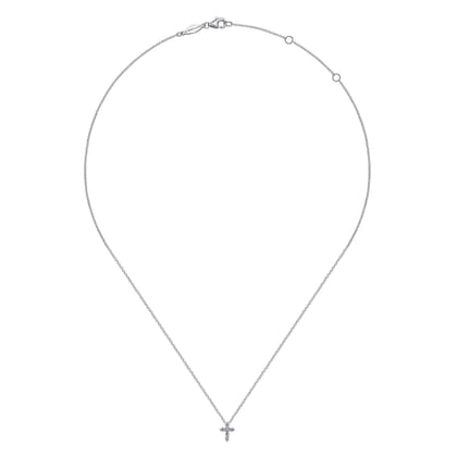 18 inch 14K White Gold Diamond Cross Pendant Necklace