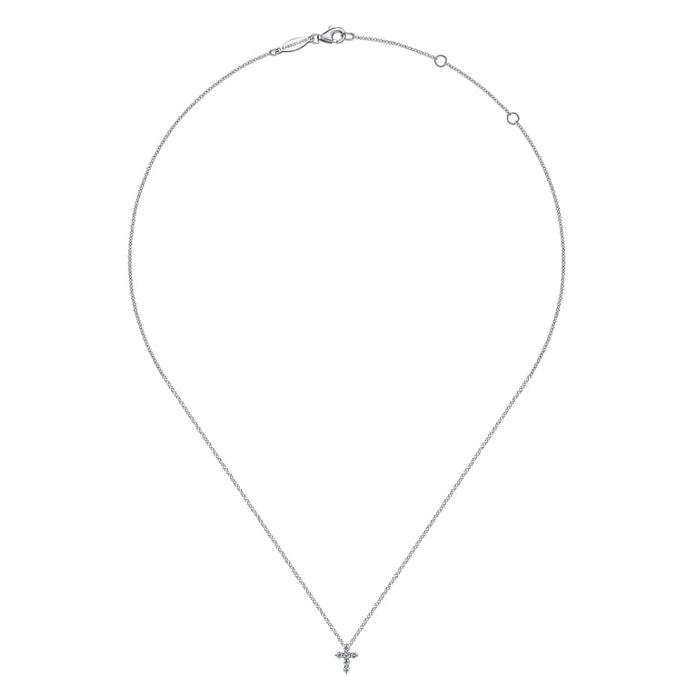 18 inch 14K White Gold Diamond Cross Pendant Necklace - 0.11 ct - Shot 2