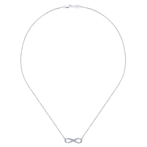 18 inch 14K White Gold Diamond Infinity Pendant Necklace