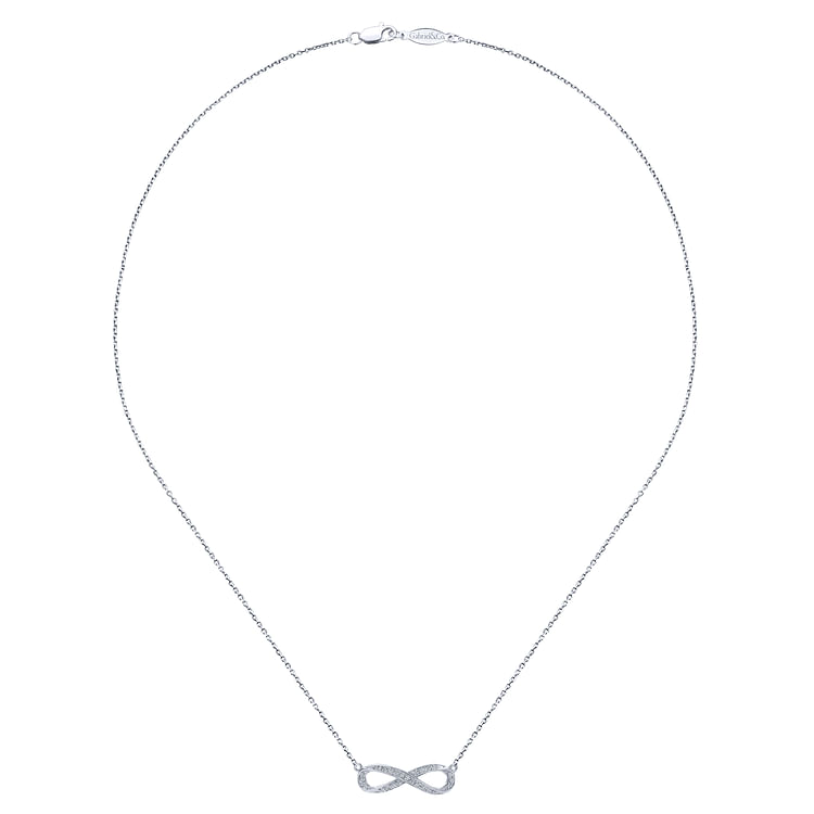 18 inch 14K White Gold Diamond Infinity Pendant Necklace