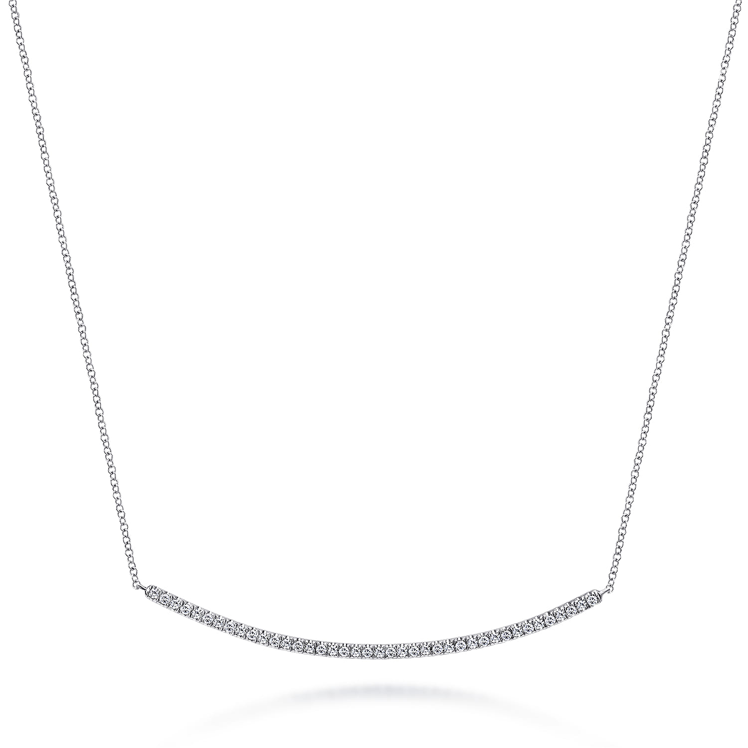 18 inch 14K White Gold Diamond Pave Curved Bar Necklace - 0.4 ct - Shot 1