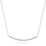 18 inch 14K White Gold Diamond Pave Curved Bar Necklace - 0.4 ct