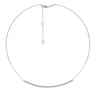 18 inch 14K White Gold Diamond Pave Curved Bar Necklace - 0.4 ct
