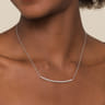 18 inch 14K White Gold Diamond Pave Curved Bar Necklace - 0.4 ct