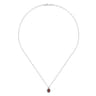 18 inch 14K White Gold Garnet and Diamond Halo Drop Necklace - 0.06 ct