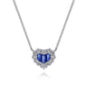 18 inch 14K White Gold Heart Sapphire and Diamond Pendant Necklace - 0.25 ct