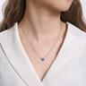 18 inch 14K White Gold Heart Sapphire and Diamond Pendant Necklace - 0.25 ct