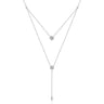 18 inch 14K White Gold Layered Diamond Cluster Y Necklace - 0.35 ct