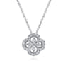 18 inch 14K White Gold Open Clover Diamond Pendant Necklace - 0.3 ct