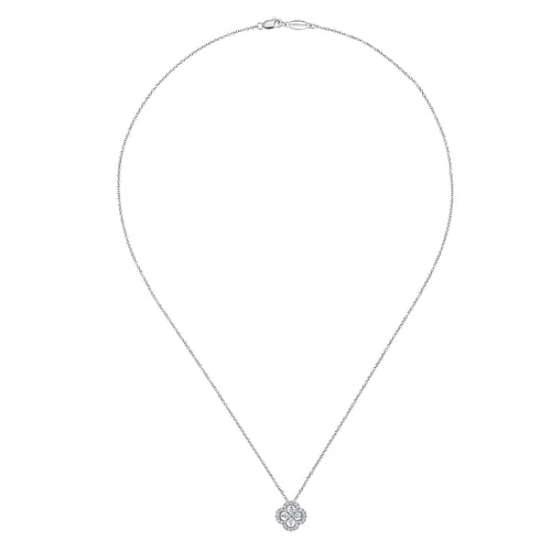 18 inch 14K White Gold Open Clover Diamond Pendant Necklace - 0.3 ct - Shot 2