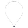 18 inch 14K White Gold Oval Sapphire and Diamond Halo Pendant Necklace - 0.35 ct