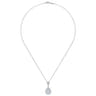 18 inch 14K White Gold Pave Diamond Pear Shaped Double Pendant Necklace - 1 ct