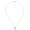 18 inch 14K White Gold Pear Shaped Emerald and Diamond Halo Pendant Necklace - 0.17 ct