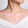 18 inch 14K White Gold Pear Shaped Emerald and Diamond Halo Pendant Necklace - 0.17 ct