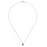 18 inch 14K White Gold Pear Shaped Ruby and Diamond Halo Pendant Necklace - 0.17 ct