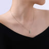 18 inch 14K White Gold Peridot and Diamond Halo Drop Necklace - 0.06 ct
