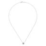 18 inch 14K White Gold Round Aquamarine and Diamond Halo Pendant Necklace - 0.2 ct