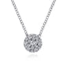 18 inch 14K White Gold Round Diamond Cluster Pendant Necklace - 0.2 ct