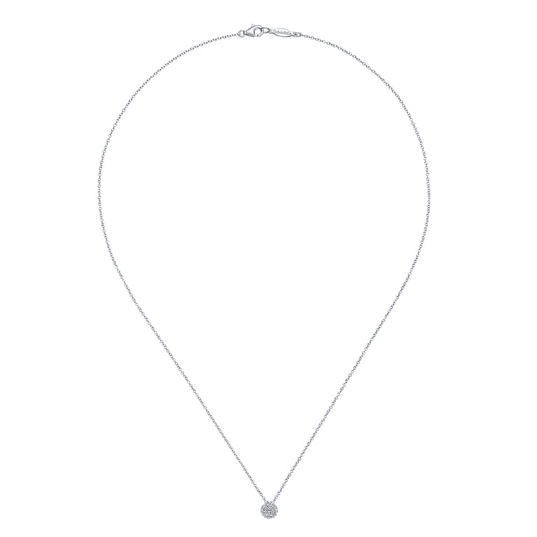 18 inch 14K White Gold Round Diamond Cluster Pendant Necklace - 0.2 ct - Shot 2