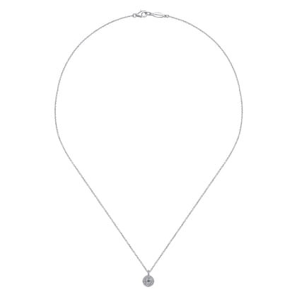 18 inch 14K White Gold Round Diamond Halo Pendant Necklace