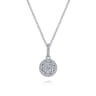 18 inch 14K White Gold Round Diamond Pave Pendant Necklace - 0.45 ct