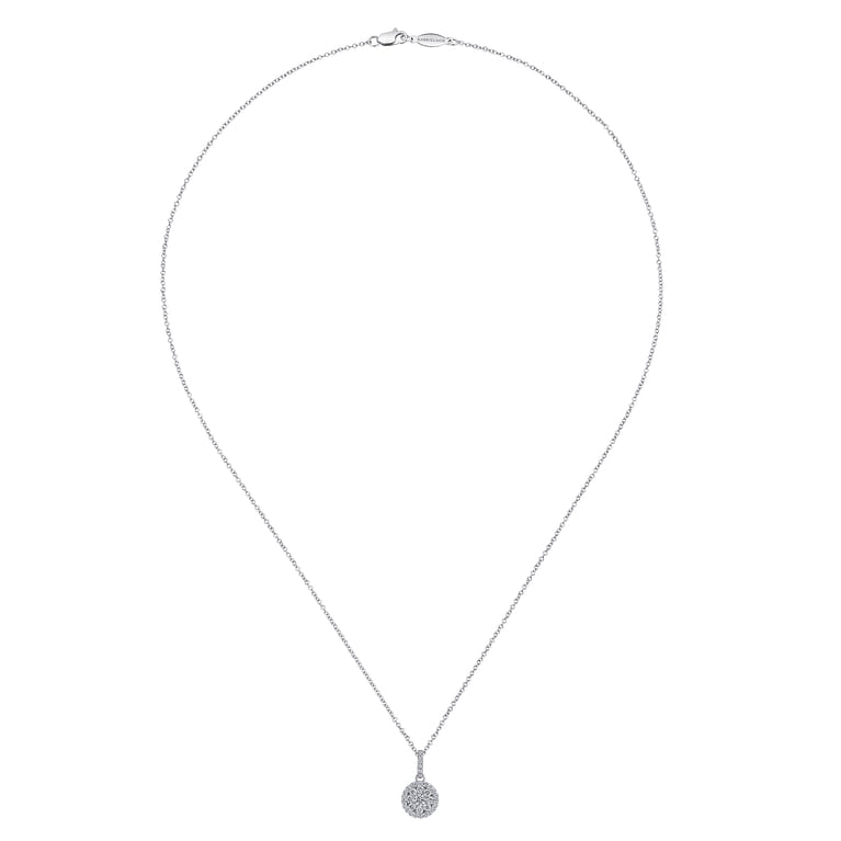 18 inch 14K White Gold Round Diamond Pave Pendant Necklace - 0.45 ct - Shot 2