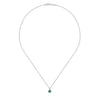 18 inch 14K White Gold Round Emerald and Diamond Halo Pendant Necklace - 0.08 ct