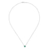 18 inch 14K White Gold Round Emerald and Diamond Halo Pendant Necklace - 0.18 ct