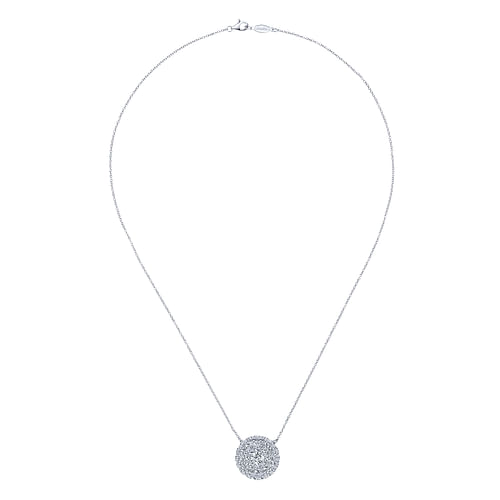 18 inch 14K White Gold Round Pave Diamond Pendant Necklace - 0.85 ct - Shot 2