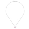 18 inch 14K White Gold Round Ruby and Diamond Halo Pendant Necklace - 0.08 ct