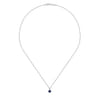 18 inch 14K White Gold Round Sapphire and Diamond Halo Pendant Necklace - 0.08 ct