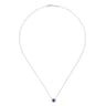 18 inch 14K White Gold Round Sapphire and Diamond Halo Pendant Necklace - 0.18 ct