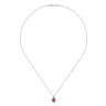 18 inch 14K White Gold Ruby and Diamond Halo Drop Necklace - 0.06 ct