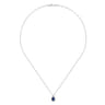 18 inch 14K White Gold Sapphire and Diamond Halo Drop Necklace - 0.06 ct