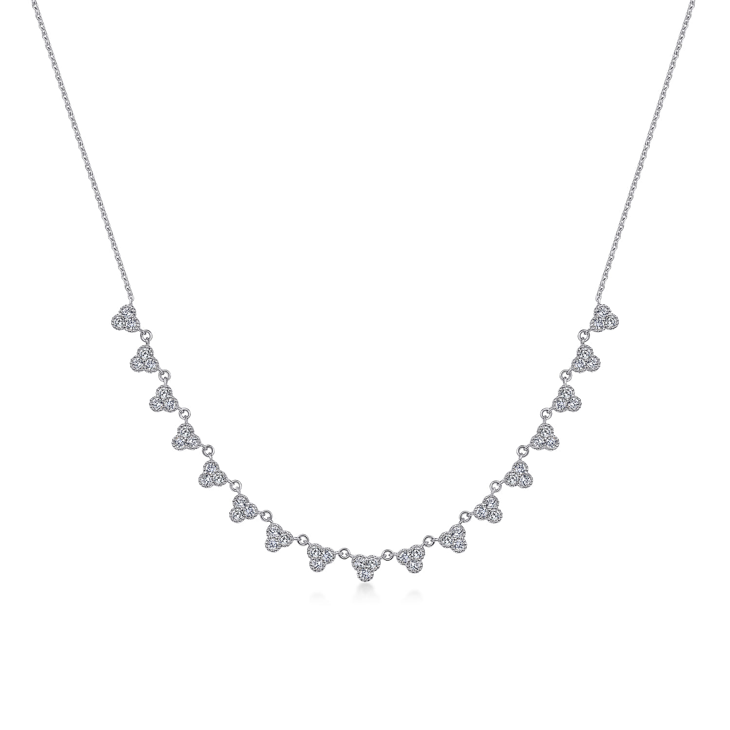 18 inch 14K White Gold Scalloped Diamond Choker Necklace - 0.7 ct - Shot 1